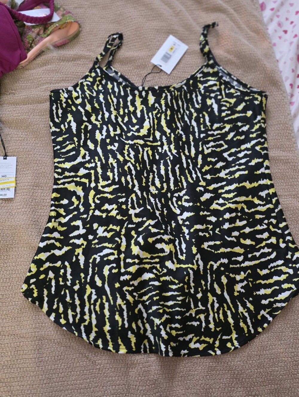 Calvin Klein Jeans Black, Yellow & White Printed Camisole